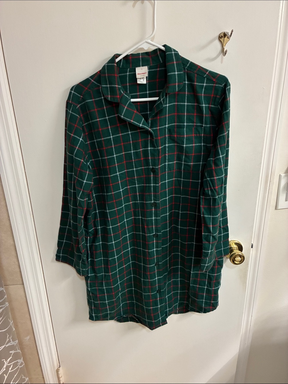 Hanna Andersson Green Plaid Long-Sleeve Holiday Sleepshirt Sz S